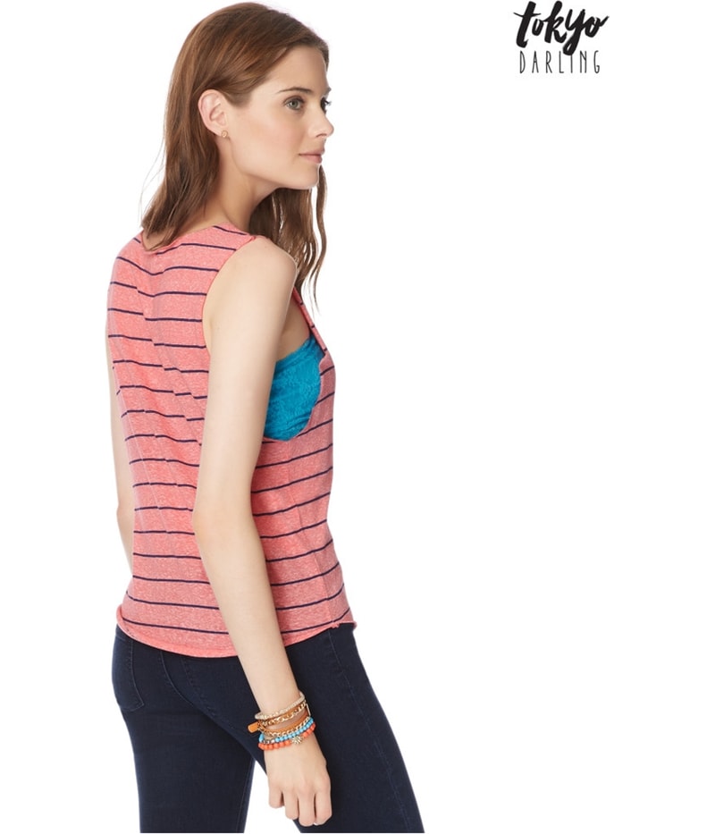 Aeropostale Womens Heart Striped Tank Top