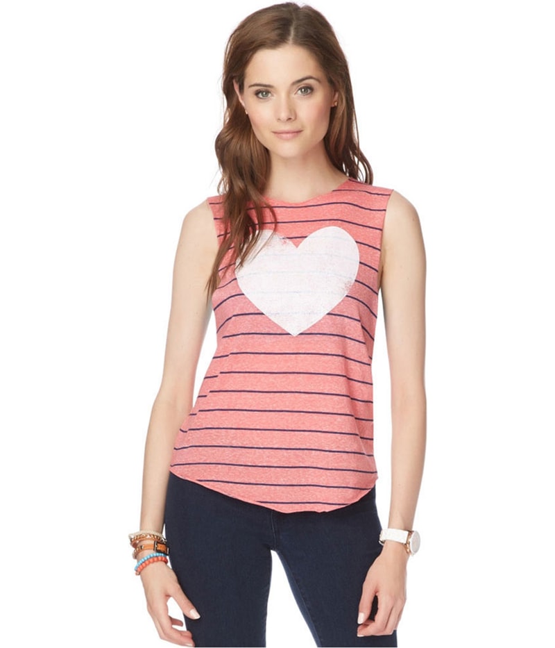 Aeropostale Womens Heart Striped Tank Top