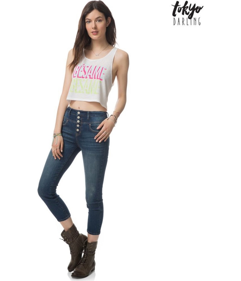 Aeropostale Womens Besame Cropped Tank Top