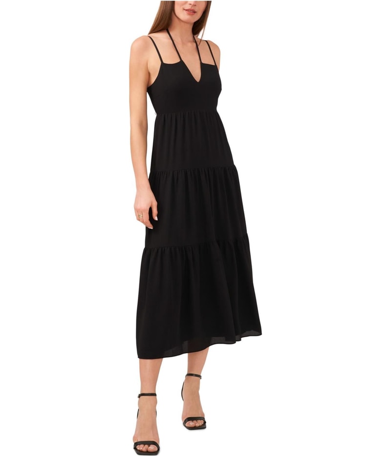 1.STATE Womens Sleeveless Strappy Tiered Maxi Dress
