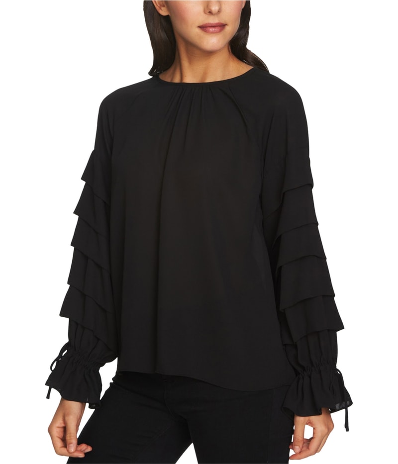 1.STATE Womens Tiered Knit Blouse