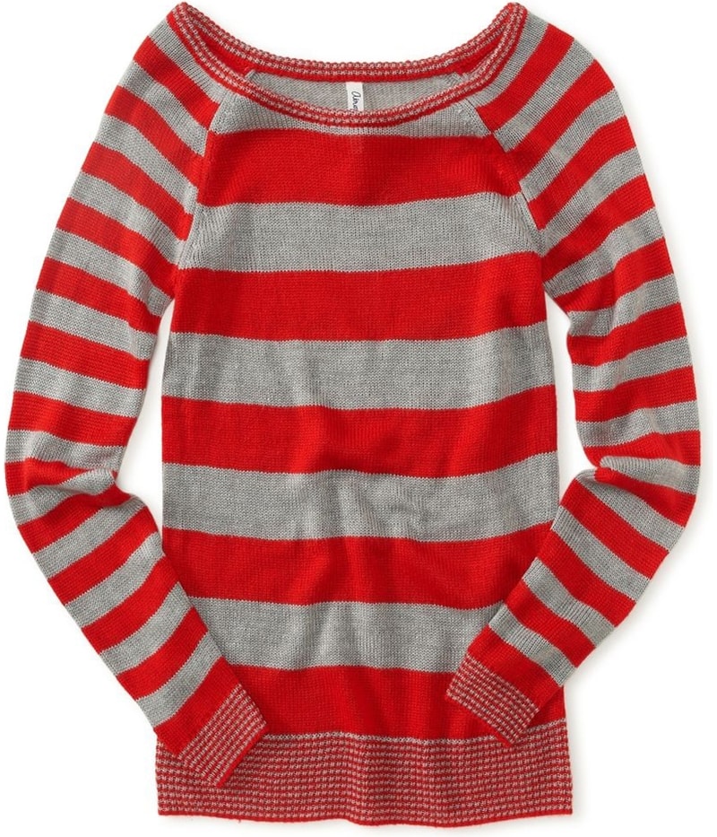 Aeropostale Womens Skinny Stripe Crew Knit Sweater