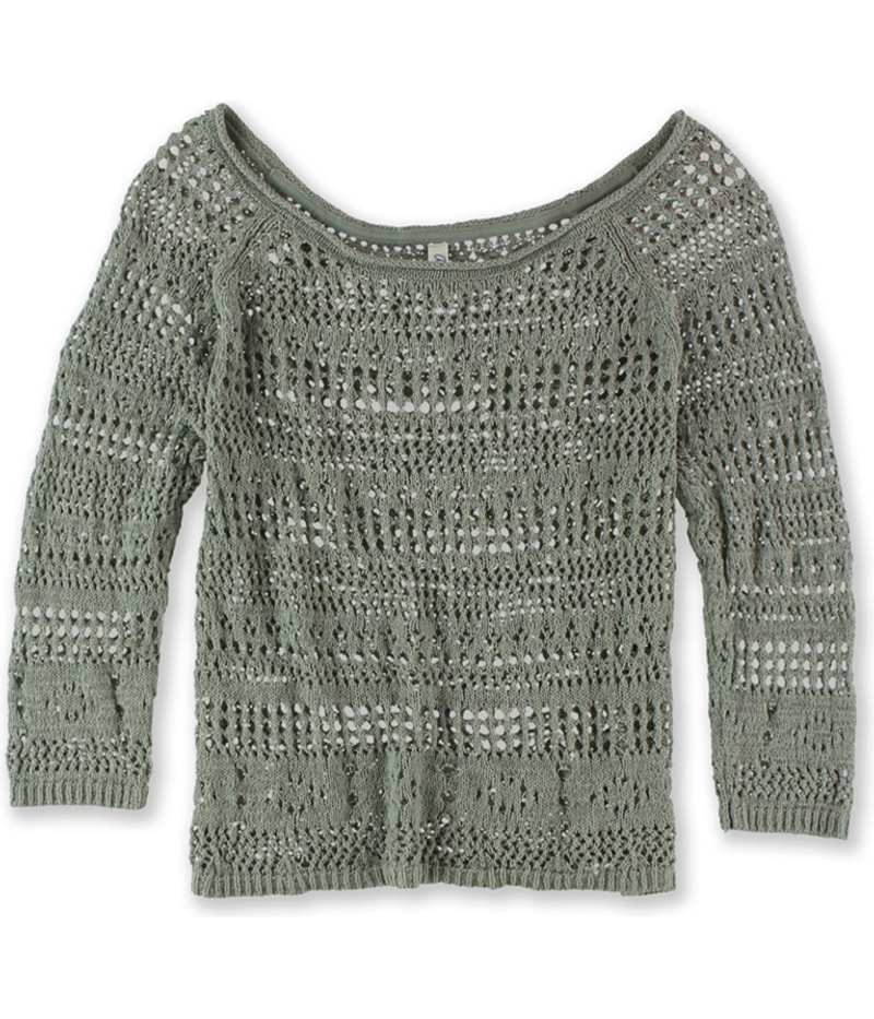 Aeropostale Womens Sheer Cropped Knit Sweater