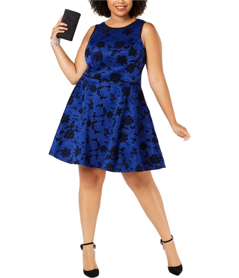 City Studio Womens Flocked A-line Dress