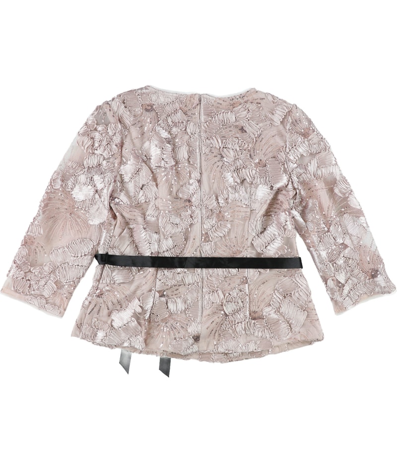 Alex Evenings Womens Lace, Sequin Knit Blouse