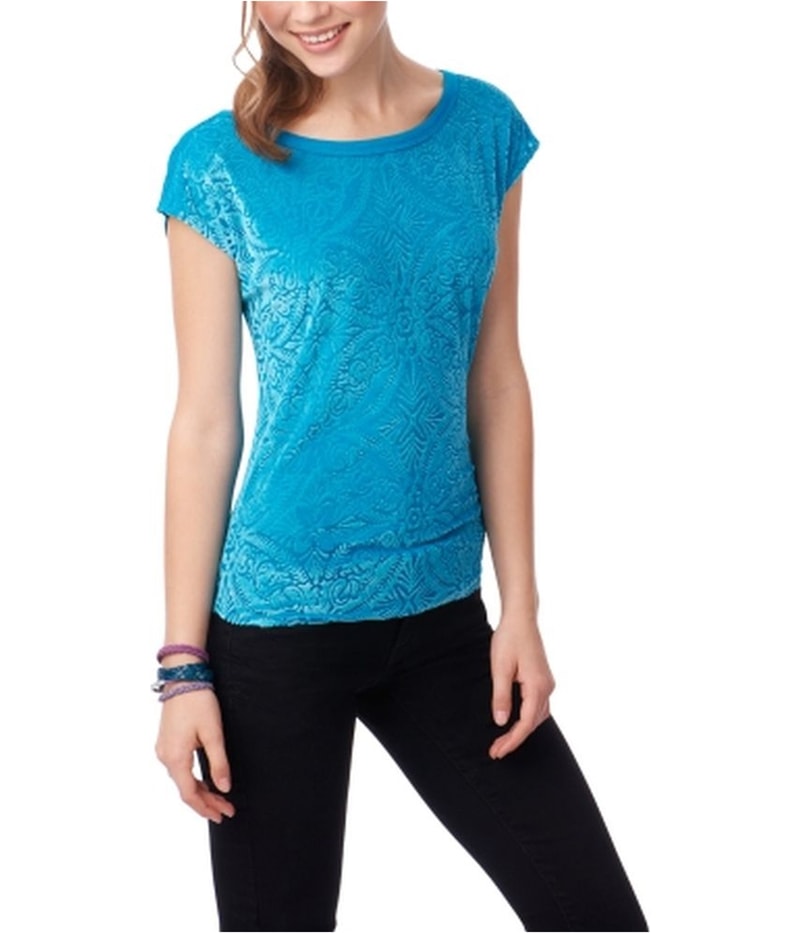 Aeropostale Womens Velvet Burnout Zipped Back Shell Blouse