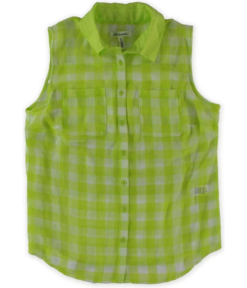 Aeropostale Womens Checkered Chiffon Tank Top