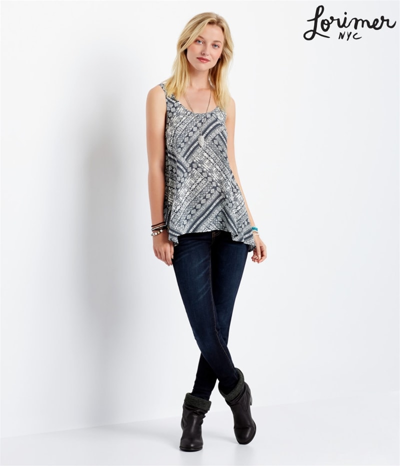 Aeropostale Womens Diagonal Jacquard Strappy Tank Top