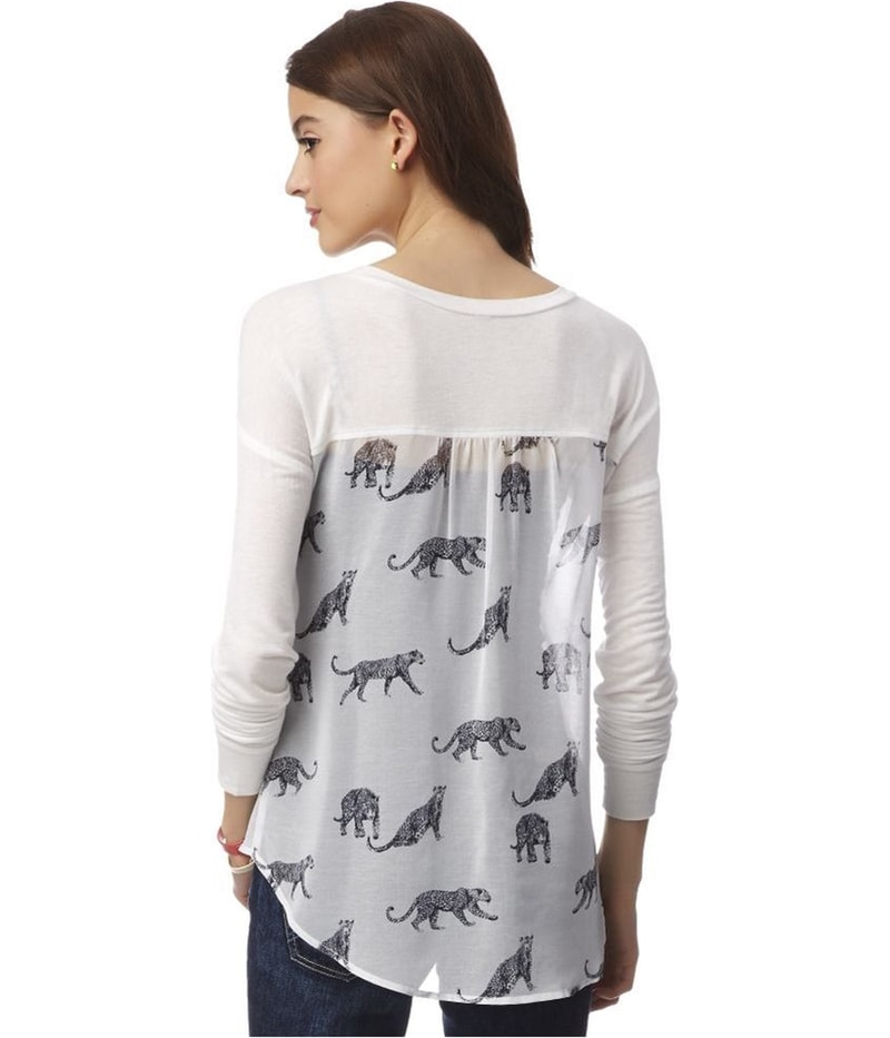 Aeropostale Womens Sheer Leopard Graphic T-Shirt