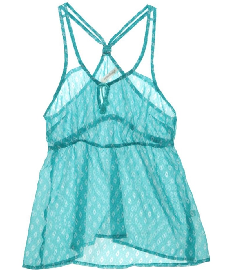 Aeropostale Womens Diamond Mesh Woven Racer Back Tank Top