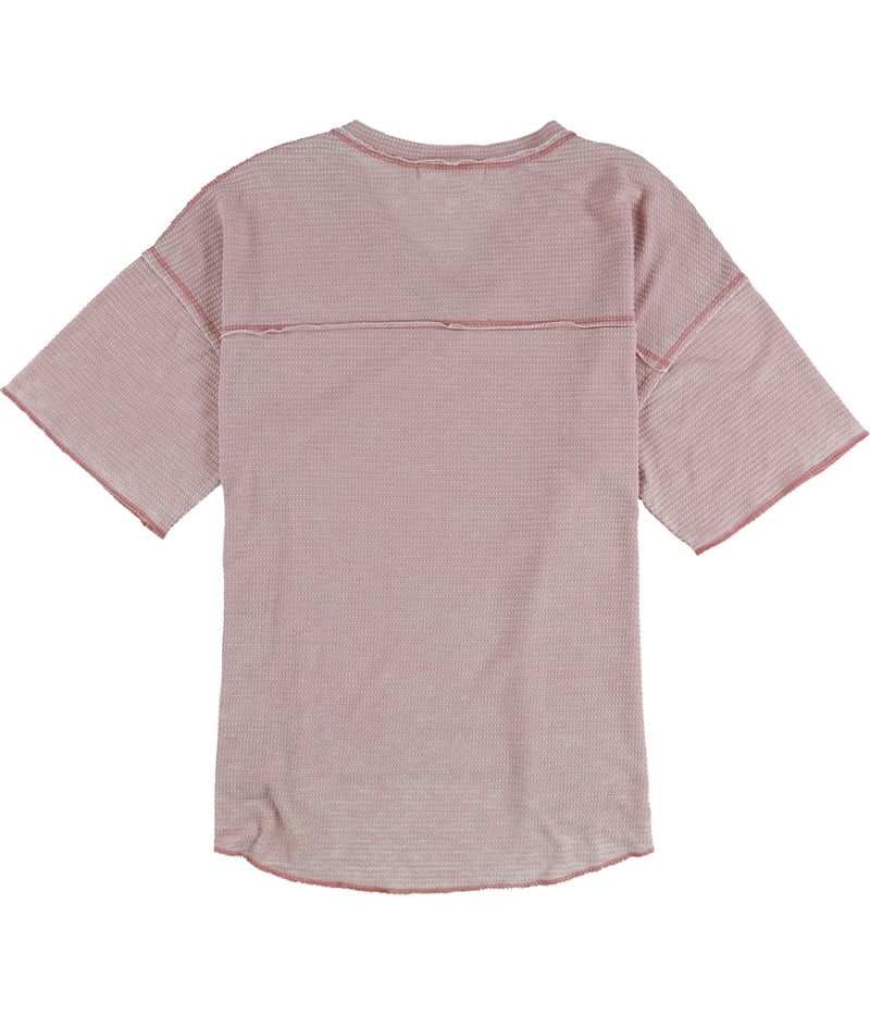 Project Social T Womens Ripped Collar V-Neck Basic T-Shirt in Pink, view 2