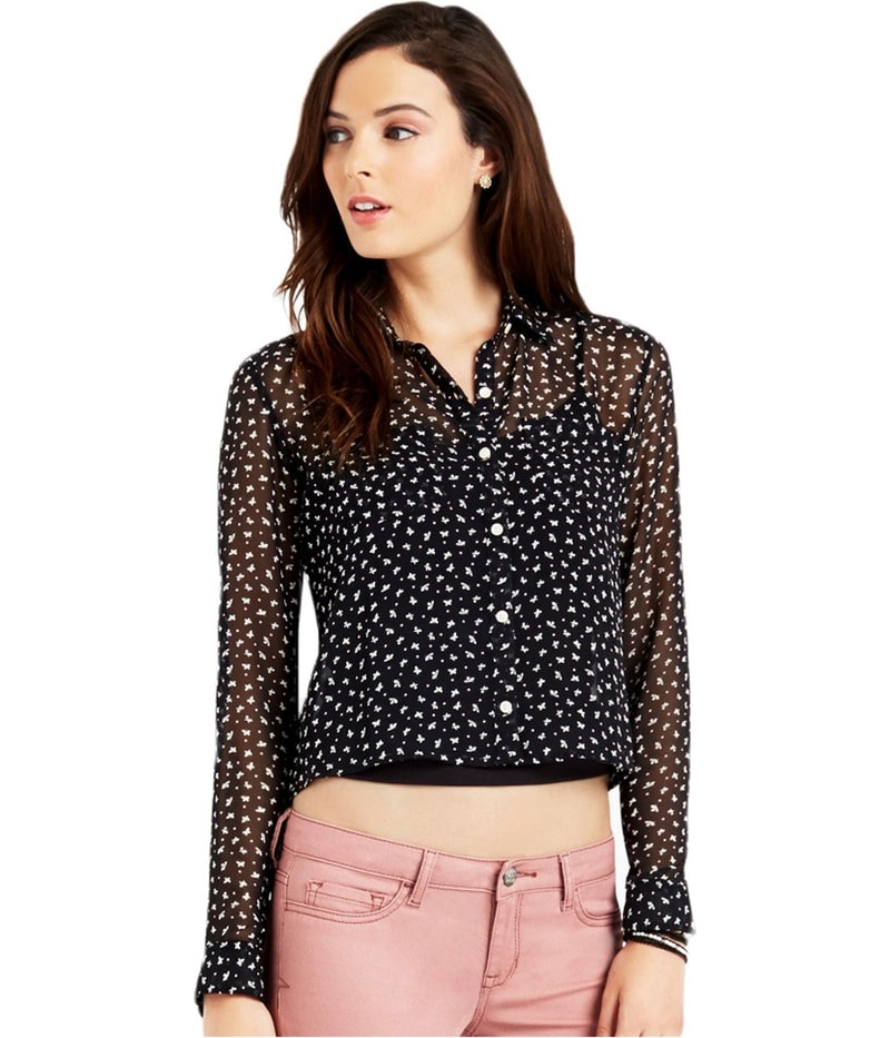 Aeropostale Womens Butterfly Woven Button Up Shirt