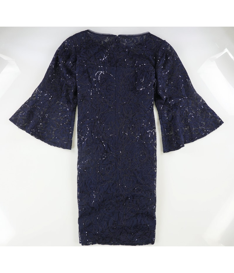 Alex Evenings Womens Sequined Lace Sheath Dress