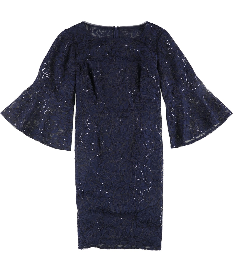 Alex Evenings Womens Sequined Lace Sheath Dress