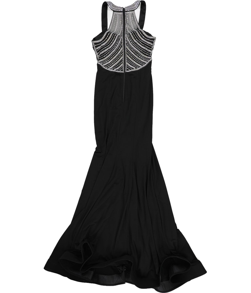 Say Yes to the Prom Womens Beaded Slit Gown Dress in Silver, image 2 of 2