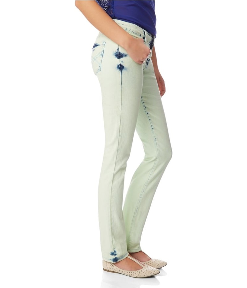 Aeropostale Womens Bayla Dyed Tapered Skinny Jeans in Green, image 3 of 3