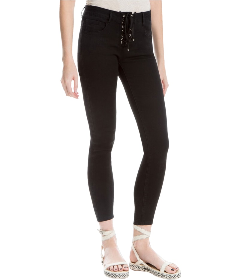 Max Studio London Womens Lace Up Straight Leg Regular Cropped Jeans