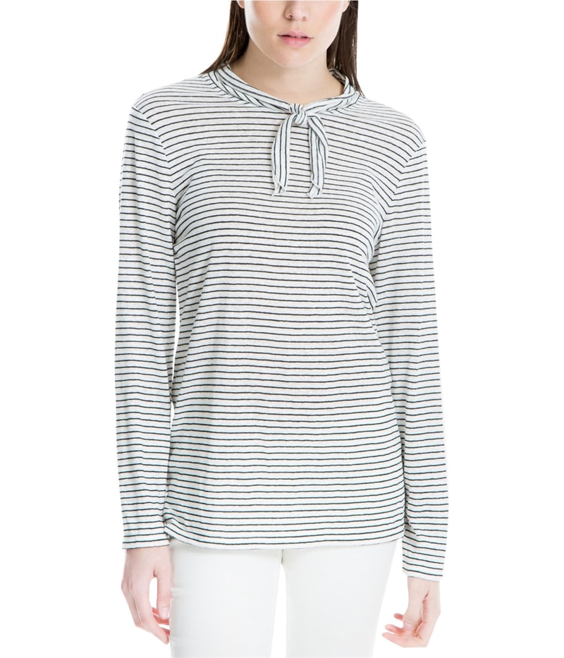 Max Studio London Womens Striped Tie Neck Shell Blouse