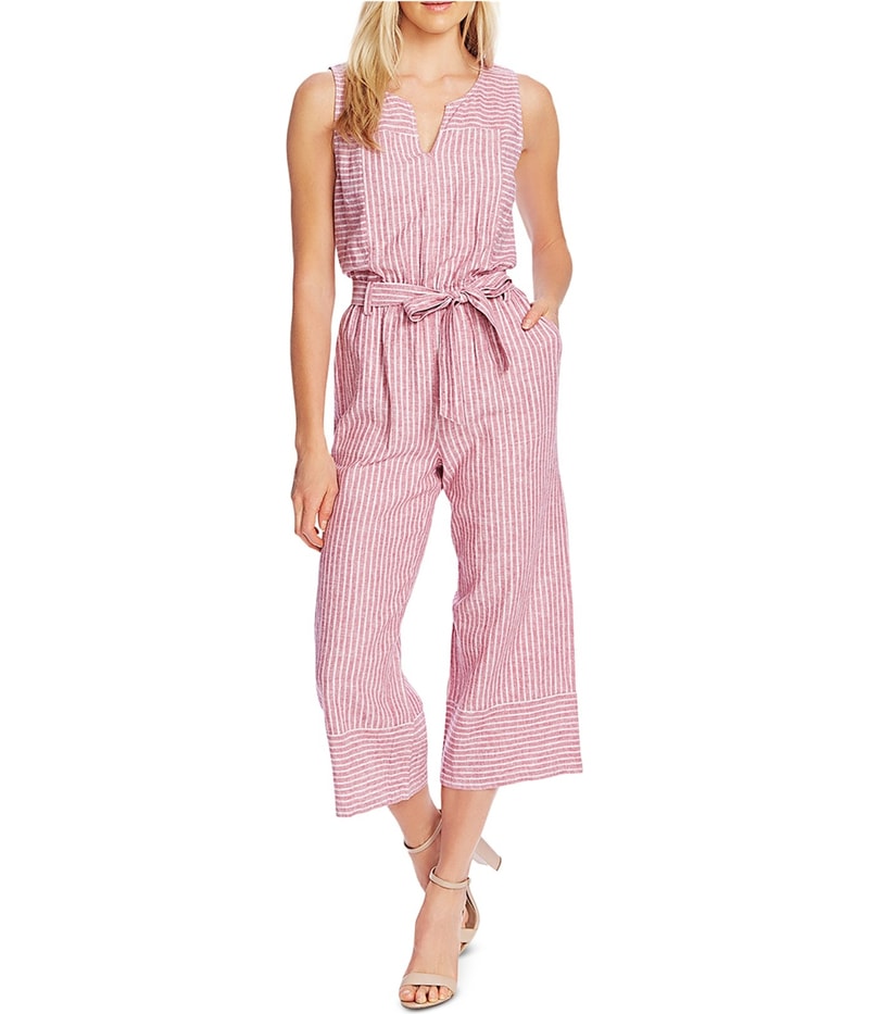 Vince Camuto Womens Belted Jumpsuit