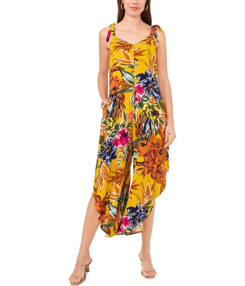 Vince Camuto Womens Floral Jumpsuit