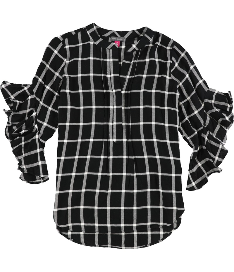 Vince Camuto Womens Pin Tuck Ruffled Blouse