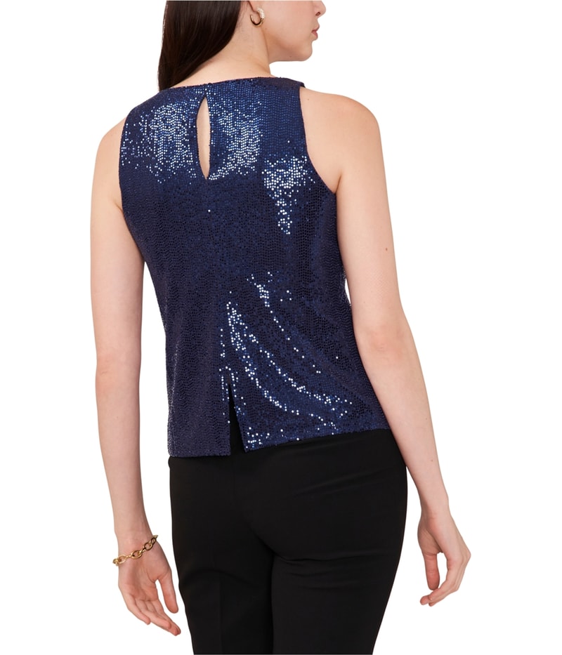 MSK Womens Sequined Sleeveless Blouse Top