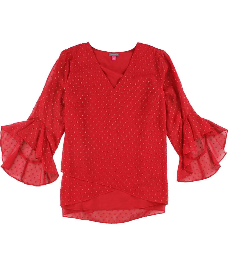 Vince Camuto Womens Clip Dot Knit Blouse