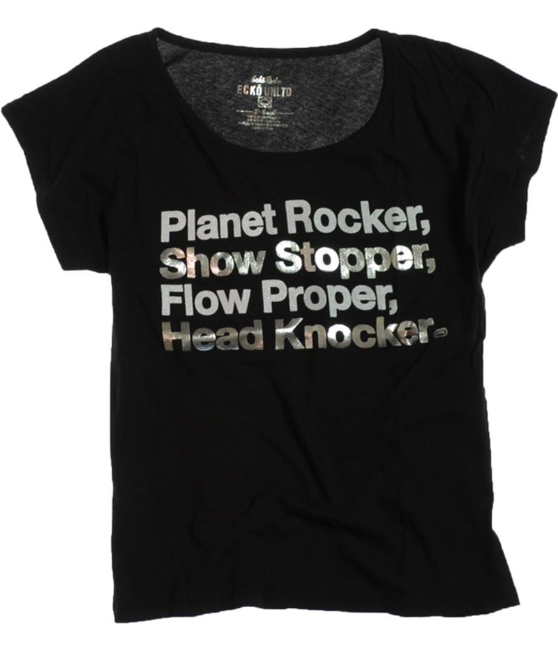 Ecko Unltd. Womens Lyric Open Neck Graphic T-Shirt
