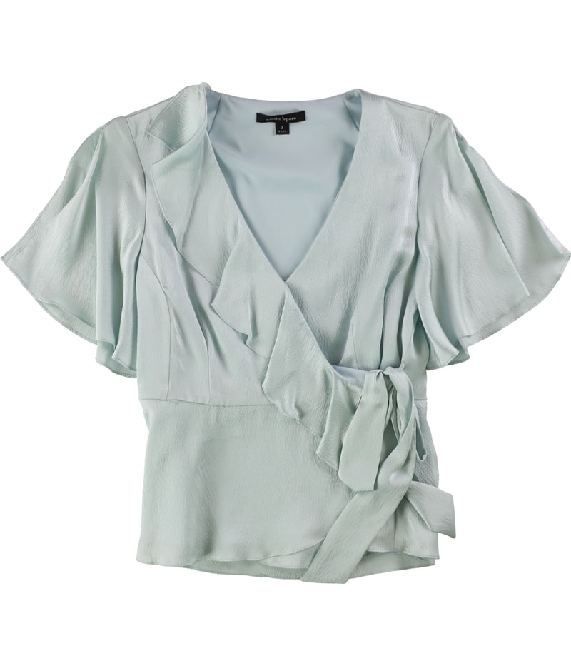 Nanette Lepore Womens Ruffled Faux Wrap Blouse