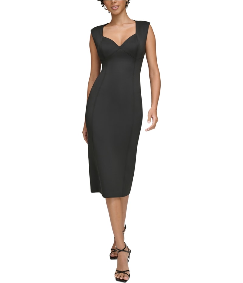 Calvin Klein Womens Sleeveless Seamed Sheath Midi Dress