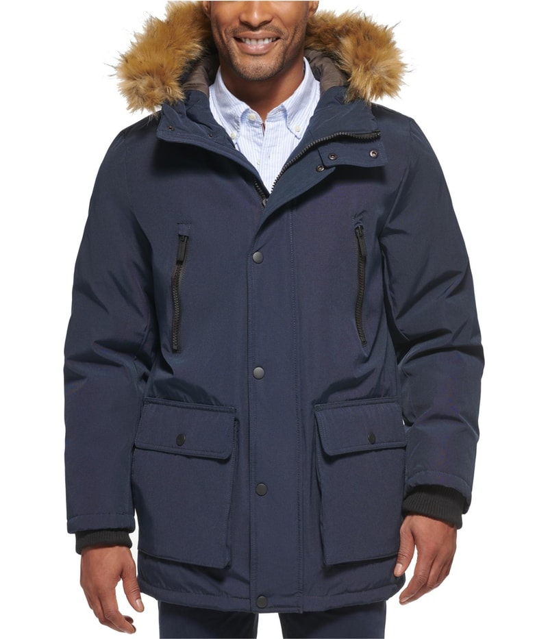Club Room Mens Faux Fur Parka Coat