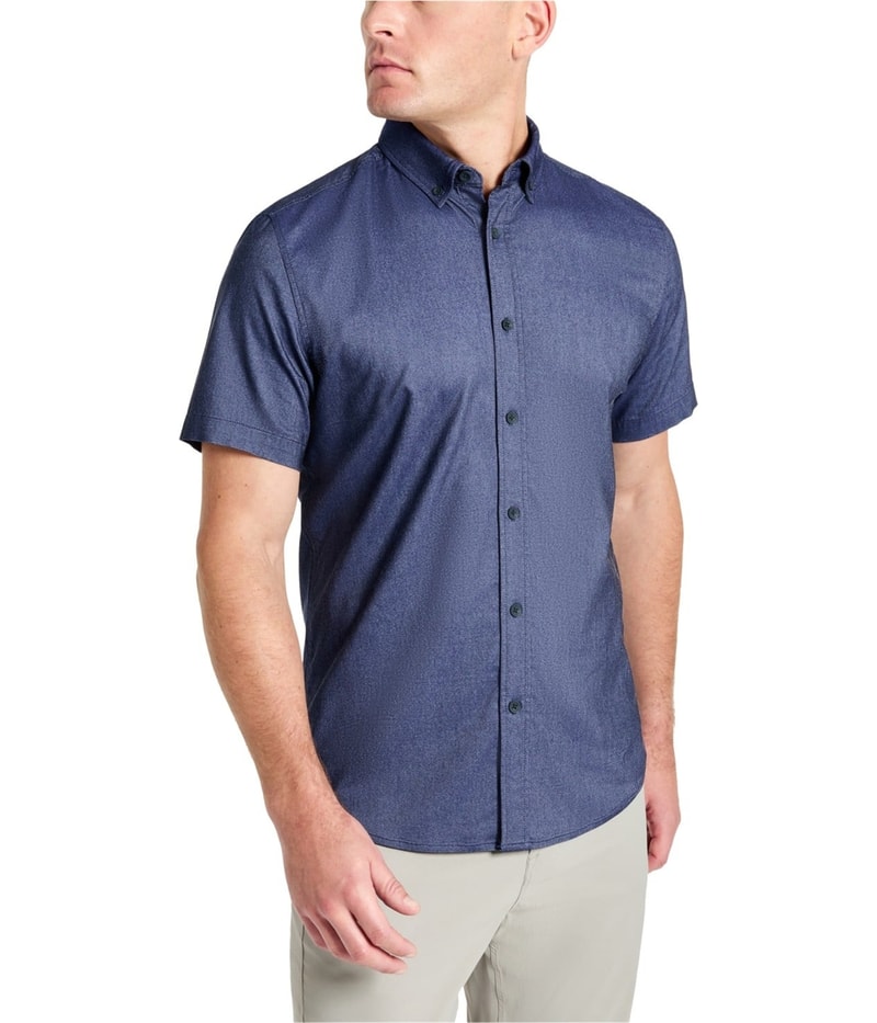 Kenneth Cole Mens Slim Fit Short Sleeve Button Up Shirt
