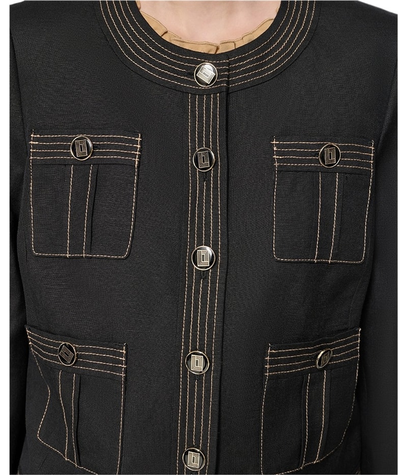 Karl Lagerfeld Womens Trapunto Stitch Six Button Jackets & Blazers