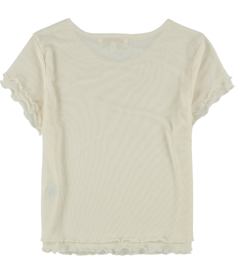MADDEN GIRL Womens Lettuce Trim Knit Blouse