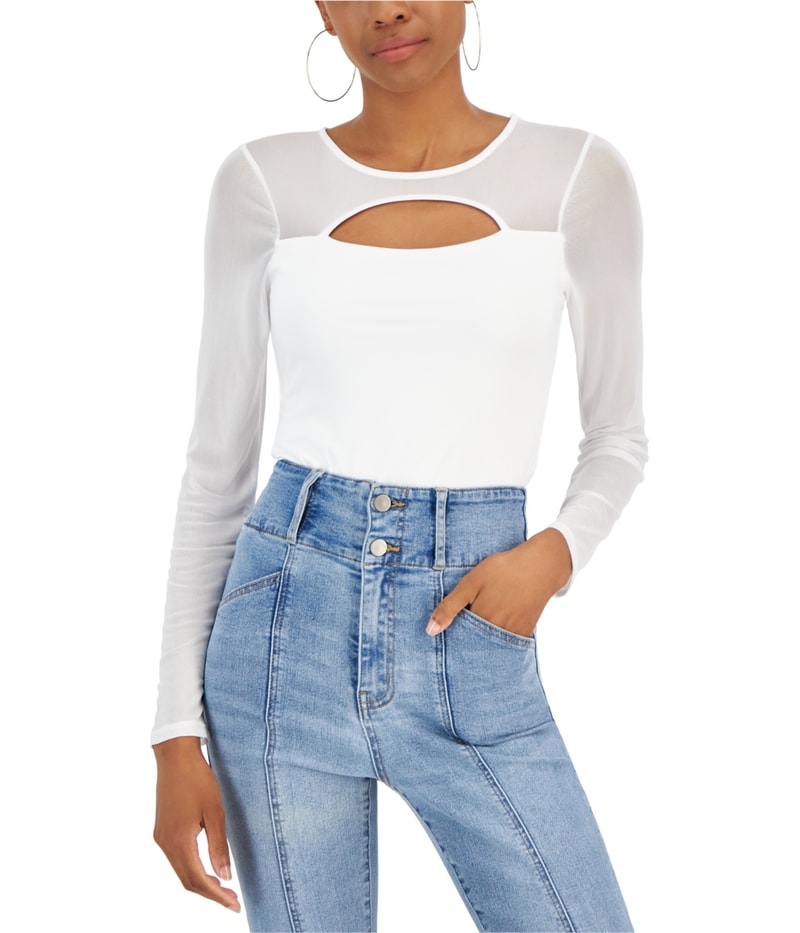 Crave Fame Womens Cutout Illusion Bodysuit