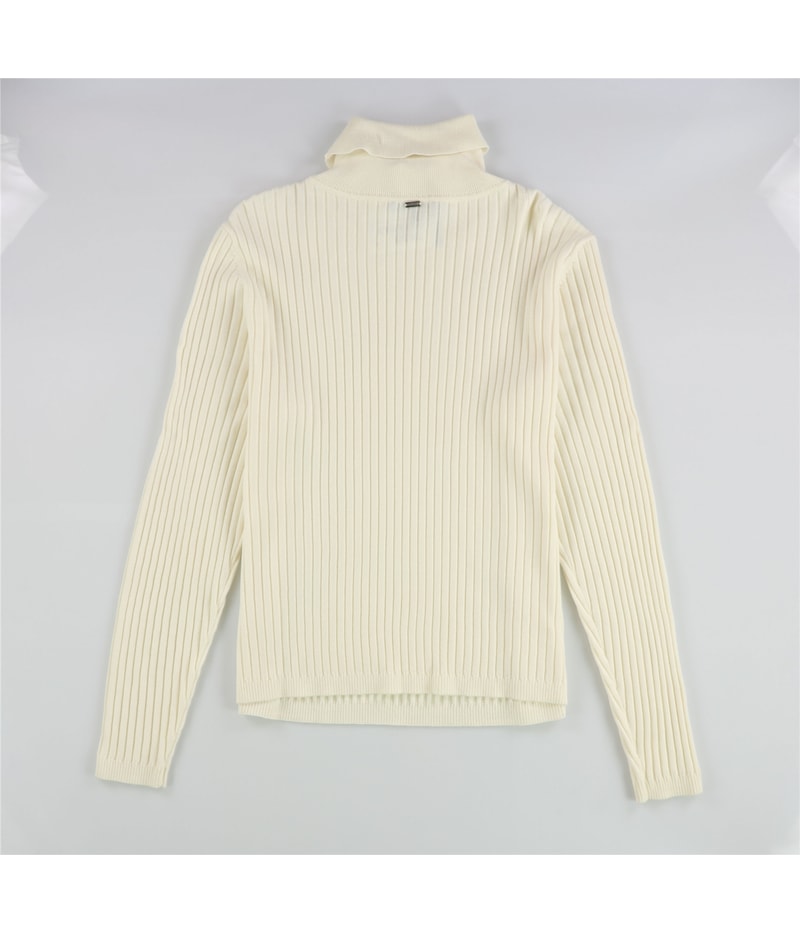 St. John Womens Turtleneck Ribbed Pullover Sweater
