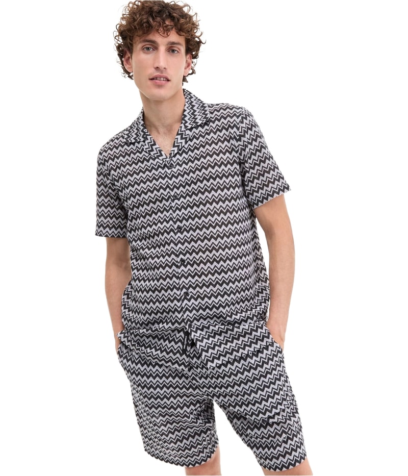 Karl Lagerfeld Mens Zig-Zag Button Up Shirt