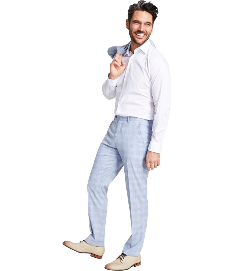 Alfani Mens Solid Stretch Straight Leg Slacks Dress Pants