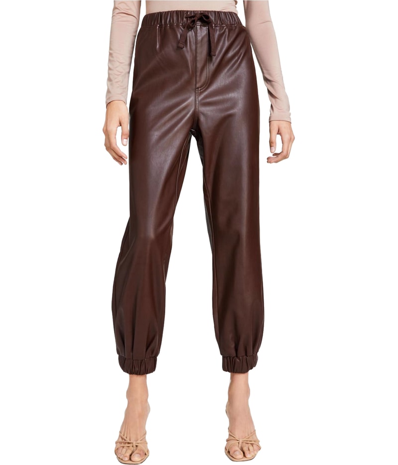 Tinseltown Womens Faux Leather Tapered Jogger Casual Pants
