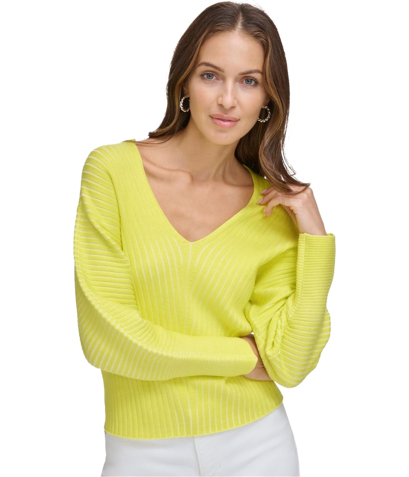 DKNY Womens Dolman Sleeve V Neck Pullover Sweater