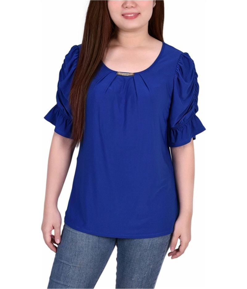 Notations Womens Keyhole Embellished Shell Blouse