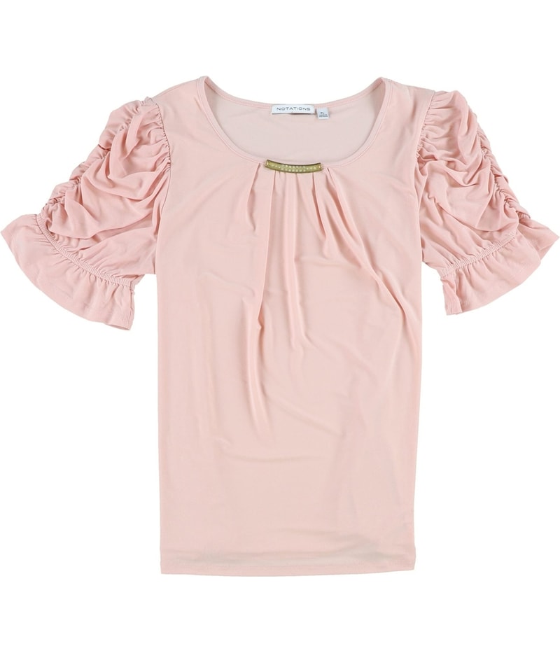 Notations Womens Keyhole Embellished Shell Blouse