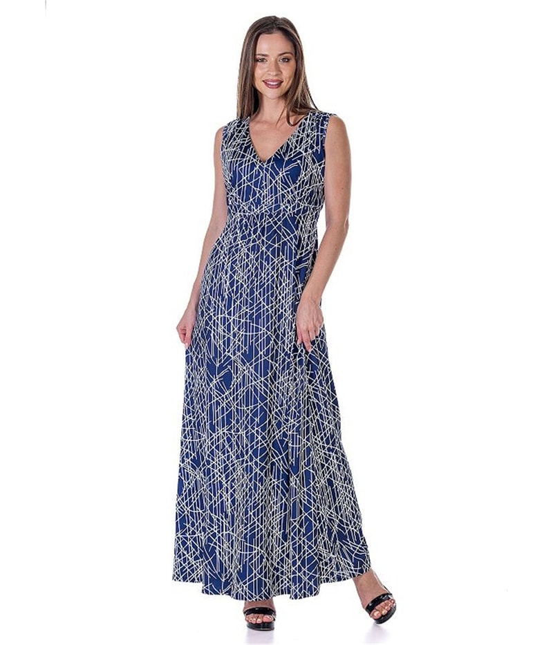 24seven Womens Sleeveless Maxi Empire A-line Dress