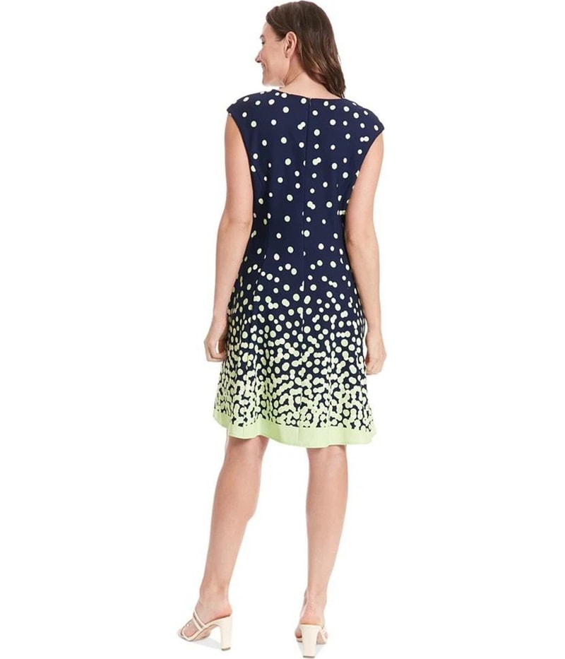 LONDON TIMES Womens 3-tone Midi Fit & Flare Dress