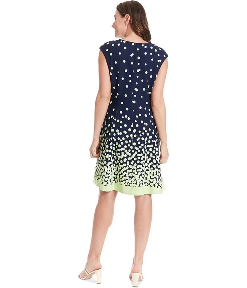 LONDON TIMES Womens 3-tone Midi Fit & Flare Dress