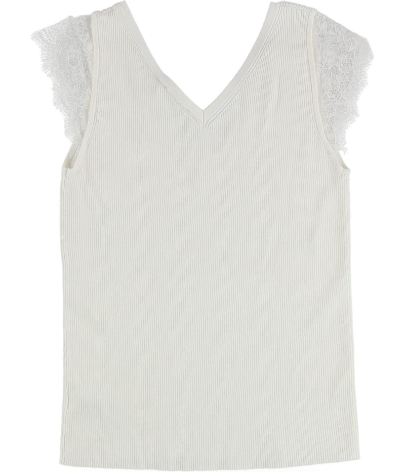 Tahari Womens Ribbed Lace Pullover Sweater