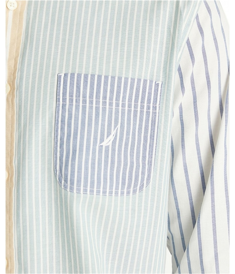 Nautica Mens Mixed Stripe Button Up Shirt