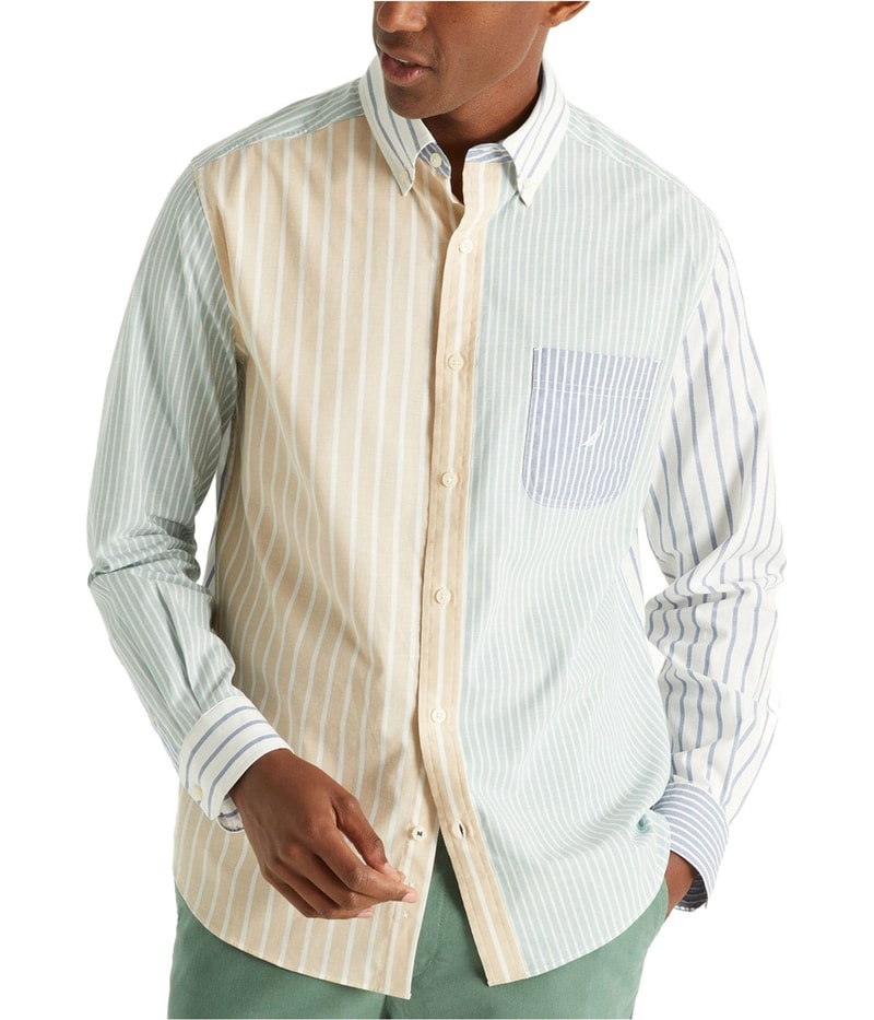 Nautica Mens Mixed Stripe Button Up Shirt