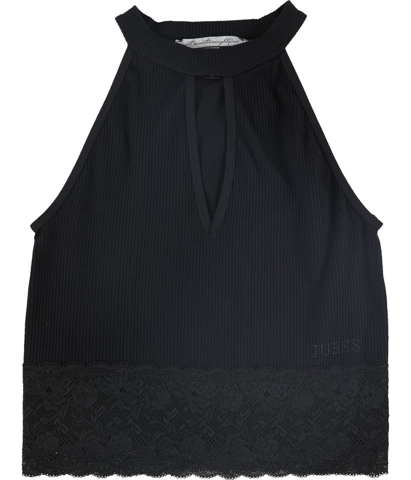 GUESS Womens Embellished Lace Trim Tank Top
