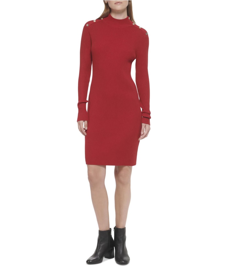 Tommy Hilfiger Womens Rib Knit Sweater Dress
